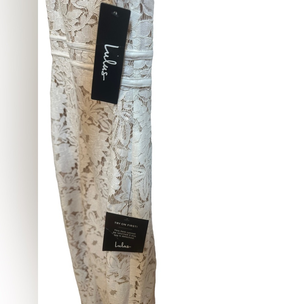 Lulus White Lace Long‎ Maxi Dress sz Medium NEW Wedding Bride Gown - Picture 3 of 12